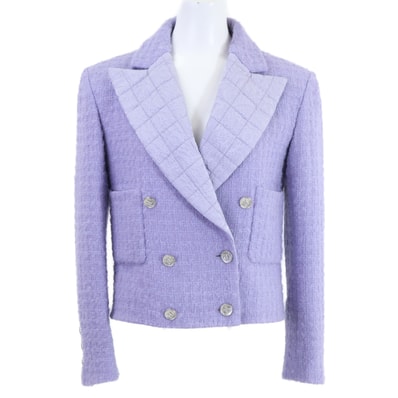 シャネル 【美品/国内正規】21K P71766V63175 LOOK19 ココマークボタン ツイード ダブルブレストジャケット 34