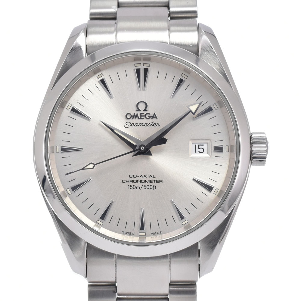 オメガ OMEGA 2504.30 シーマスター アクアテラ デイト シルバー 自動巻き メンズ 良品 腕時計 L#150908