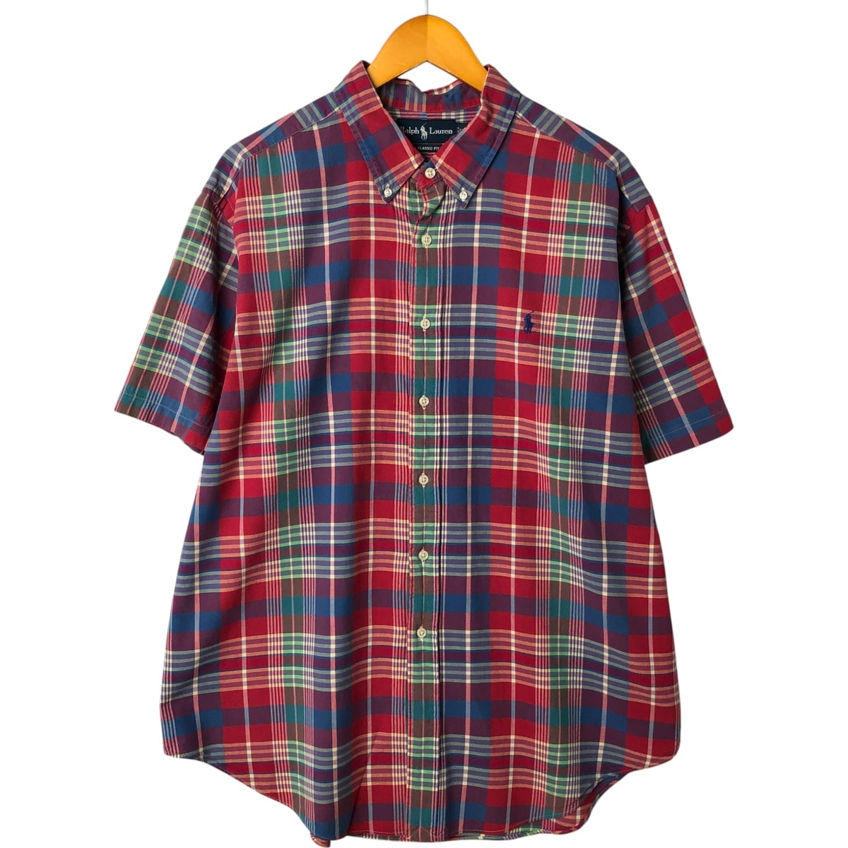 古着 ラルフローレン Ralph Lauren CLASSIC FIT クラシックフィット マドラスチェック 半袖 ボタンダウン チェックシャツ メンズXXL相当/eaa548687