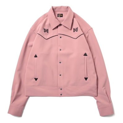 新品 Needles ニードルス 23SS 日本製 Piping Cowboy Jacket - PE/PU Double Cloth パイピングカウボーイジャケット MR201 S Pink ウエスタン アウター g25751