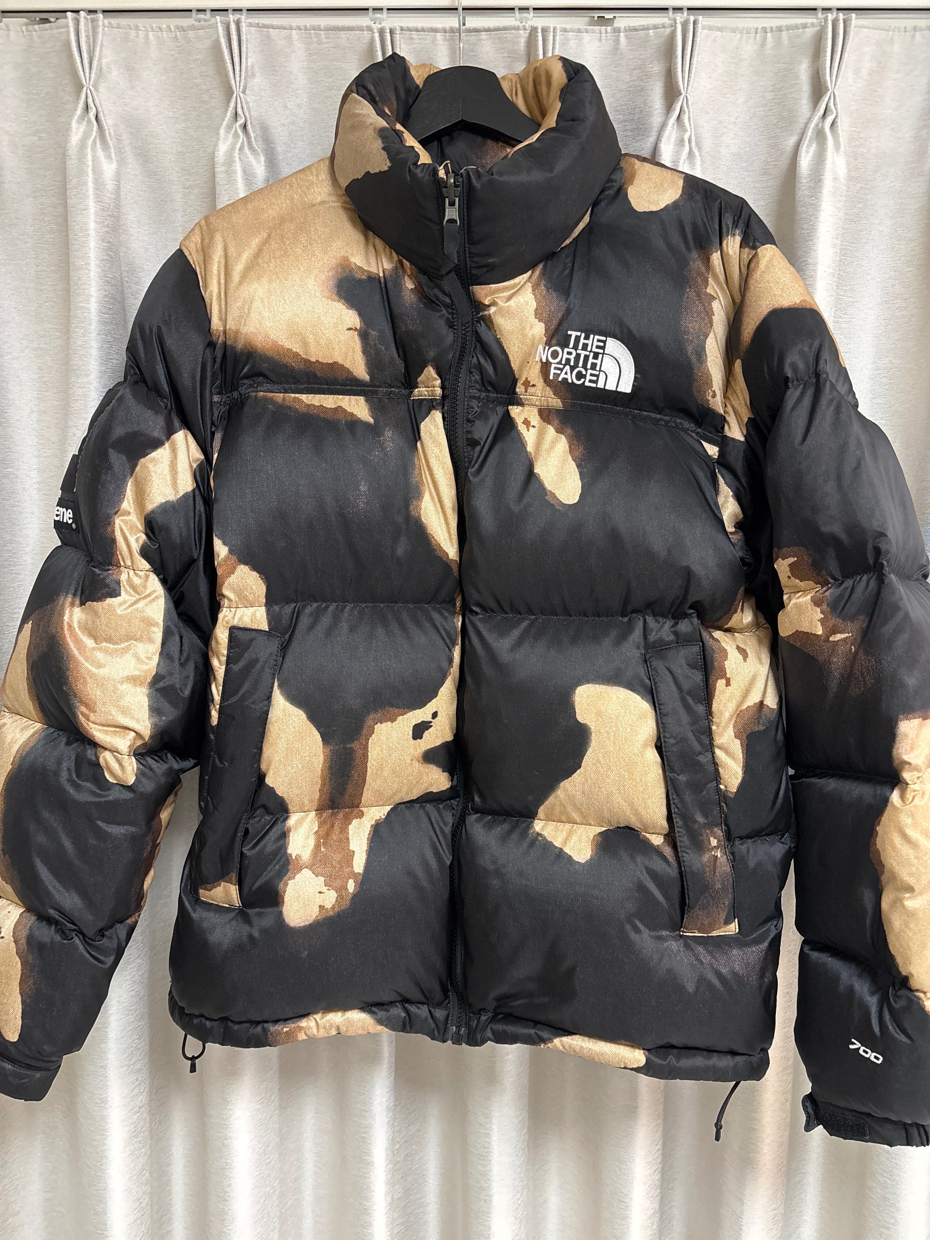 Supreme x The North Face Bleached Denim Print Nuptse Jacket "Black"