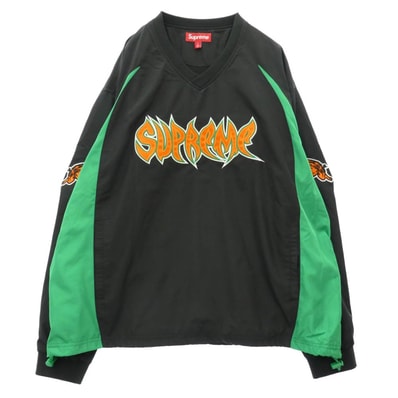 Supreme シュプリーム カットソー 25AW Warthog Warm Up Pullover フロントロゴ刺繍 ウォートホッグ ウォーム アップ ナイロン プルオーバー ブラック系 L【新古品】【未使用】【中古】
