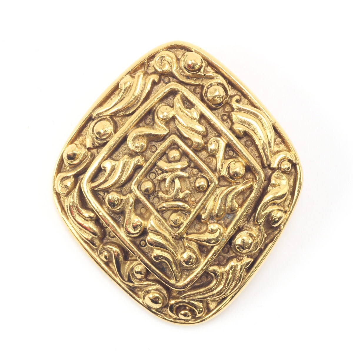 $$ CHANEL シャネル ココマーク ブローチ ひし形 ゴールド