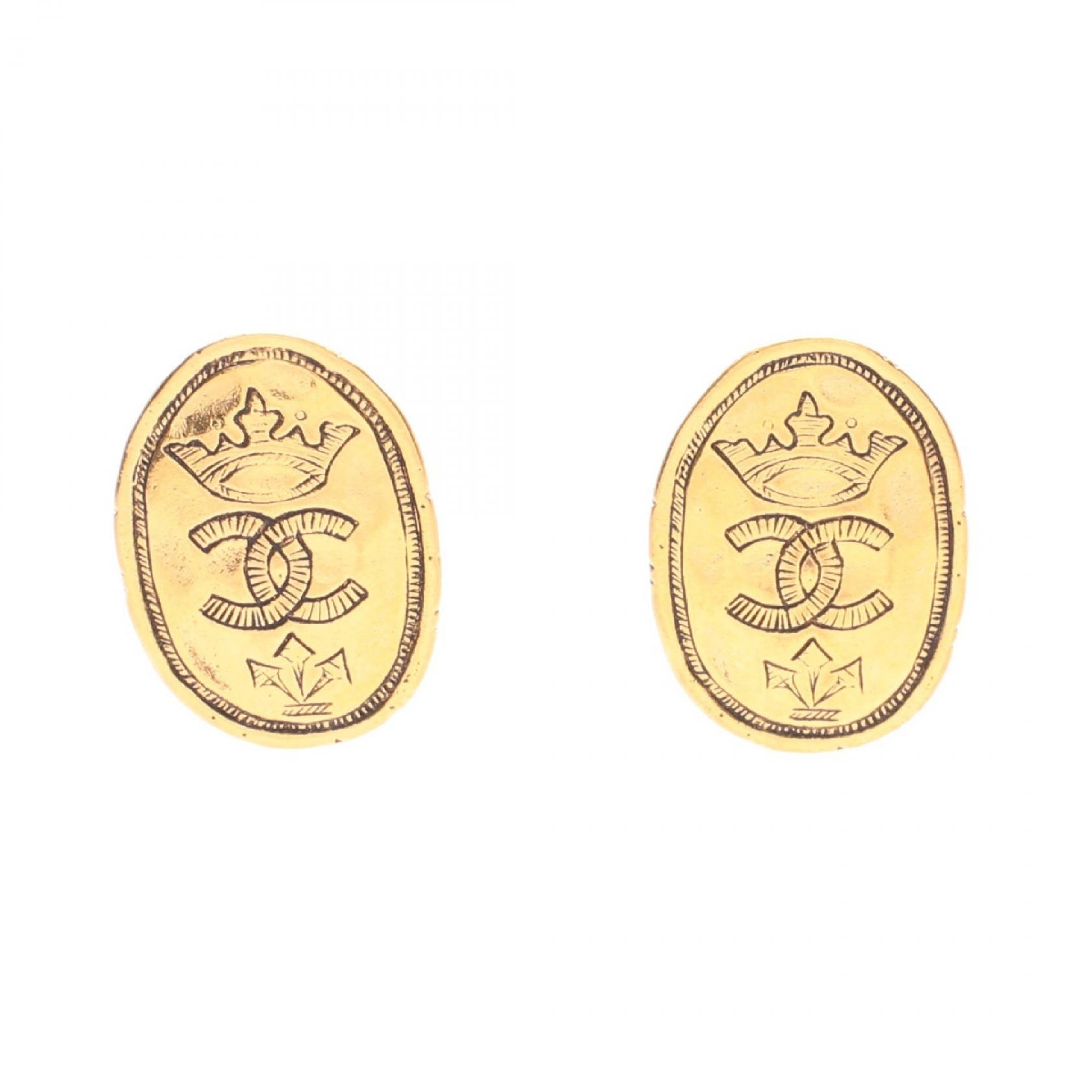 シャネル CHANEL ココマーク オーバルプレート イヤリング ジュエリー GP(ゴールドメッキ) レディース ゴールド系 【中古】