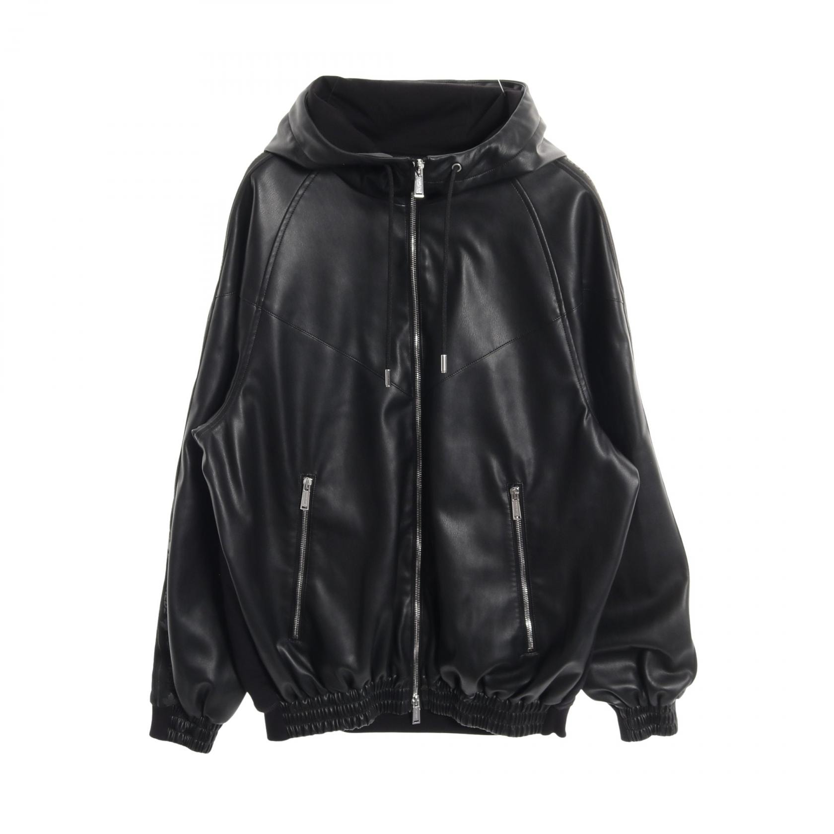 ディースクエアード DSQUARED2 Hybrid Swag Track Suit ブルゾン 衣料品 アウター フェイクレザー / コットン メンズ ブラック系 S74AM1459 【中古】