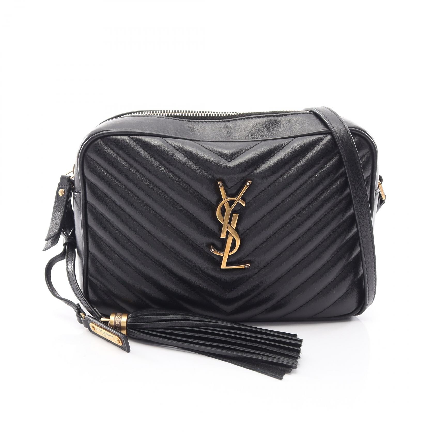 サンローランパリ SAINT LAURENT PARIS LOU ルー モノグラム ショルダーバッグ バッグ レザー レディース ブラック系 574494 【中古】