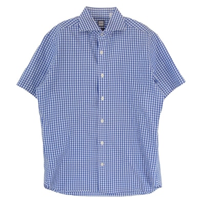 BEAMS ビームス 半袖シャツ ビームスF ギンガムチェック 半袖 シャツ ブルー系 L【中古】