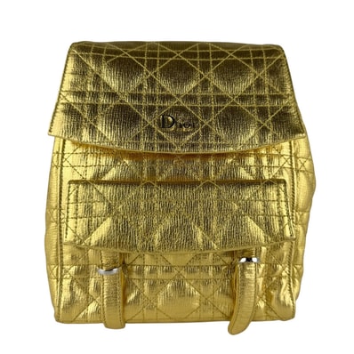 クリスチャンディオール Christian Dior リュック カナージュ レザー ゴールド レディース【中古】 z9766