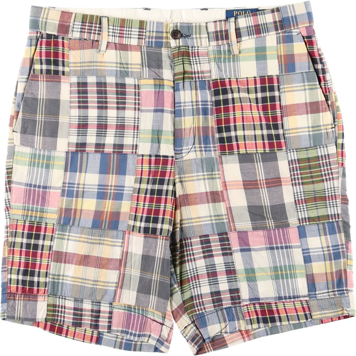 古着 ラルフローレン Ralph Lauren POLO RALPH LAUREN CLASSIC FIT チェック柄 パッチワーク ショーツ ショートパンツ メンズw34相当/eaa626532
