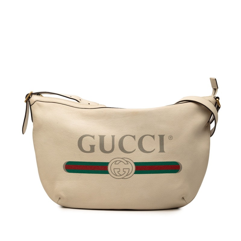 グッチ ロゴプリント ショルダーバッグ 523588 ベージュ レザー レディース GUCCI 【中古】