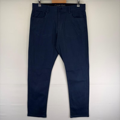 古着 カルバンクライン Calvin Klein パンツ 5ポケット ジッパーフライ カーゴ ストレート チノパン w34 L34 ネイビー系 メンズ