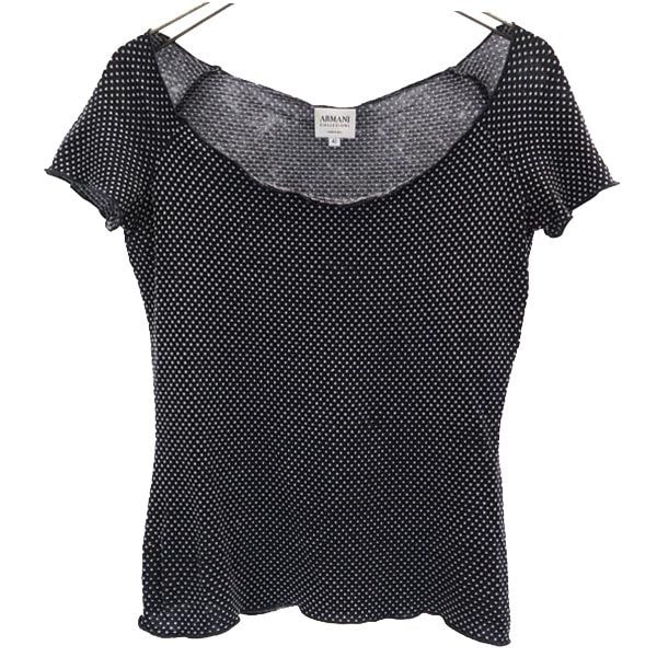 ARMANI COLLEZIONI アルマーニコレッツォーニ ドット 半袖 Tシャツ 42 ブラック系 カットソー