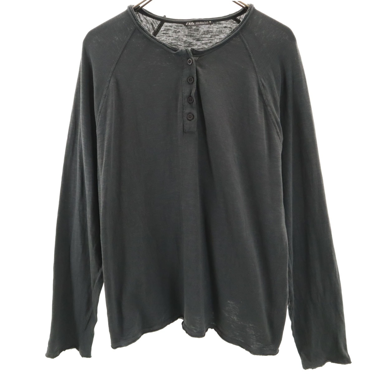 ZARA ザラ 長袖 ヘンリーネック Tシャツ L グレー ロンT