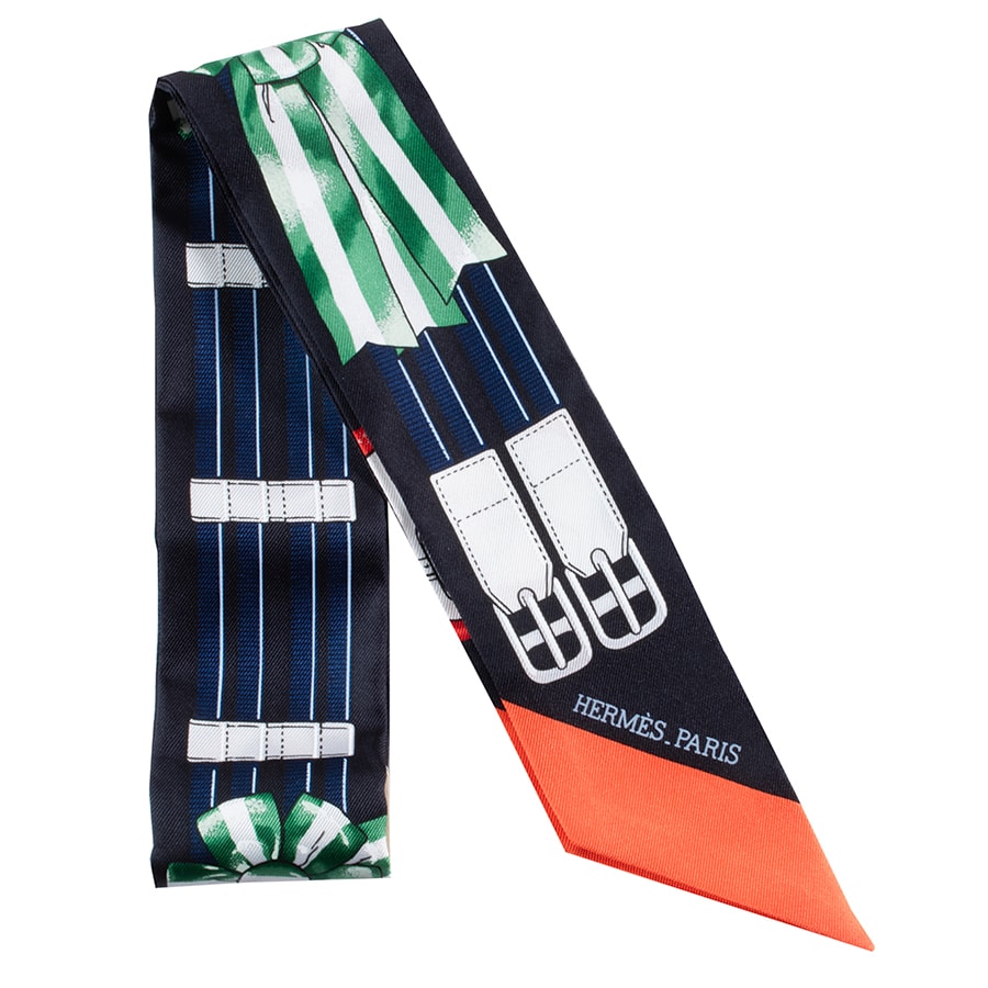 【未使用】HERMES エルメス ツイリー Jumping ジャンピング 061526S 06 スカーフ 2021AW シルク ブラック グリーン【中古】