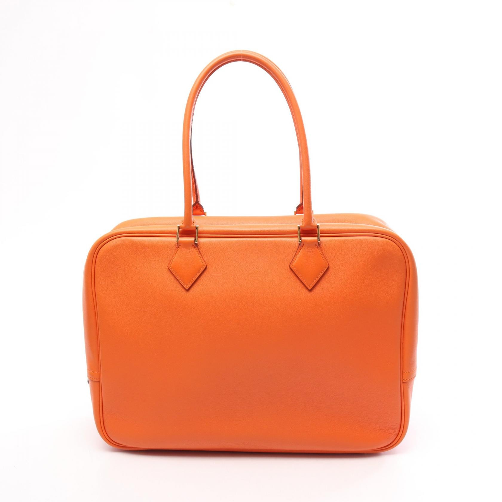 エルメス HERMES プリュム32 ハンドバッグ バッグ ヴォースイフト ヴォースイフト オレンジ □B刻印(1998年製造) レディース オレンジ系 【中古】