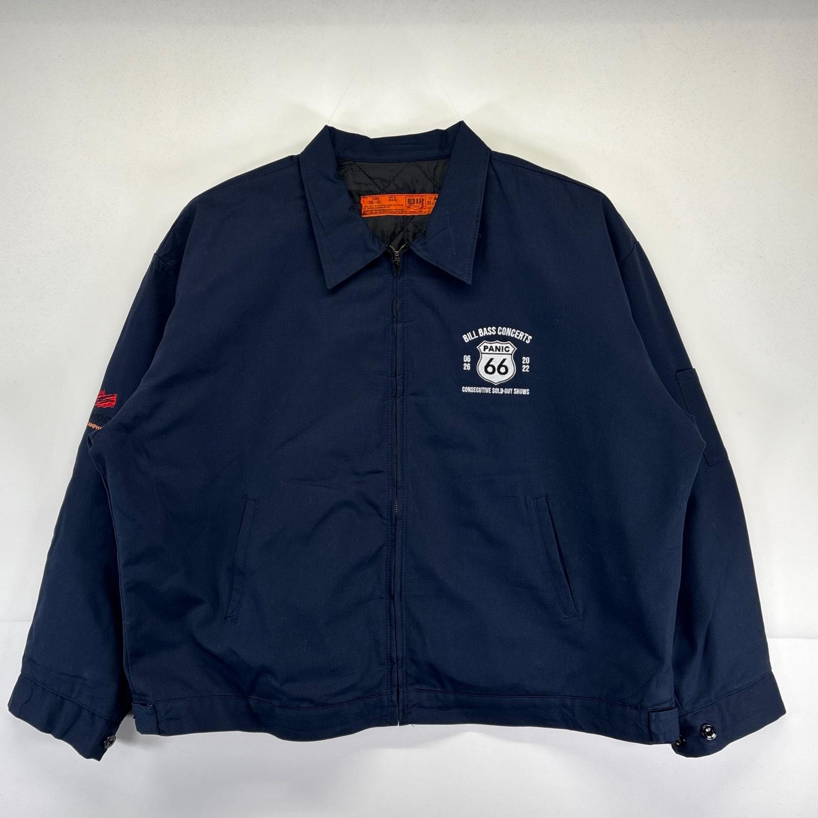 古着 レッドキャップ RED KAP ワークジャケット 大きいサイズ フルジップ ワッペン 中綿 裏地キルティング 3XLT  ネイビー メンズ