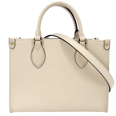 LOUIS VUITTON ルイヴィトン 2WAY モノグラムアンプラント オンザゴー PM ハンドバッグ ショルダーバッグ 肩掛け 斜め掛け クリームベージュ M46569 クレーム ゴールド金具 レディース 美品【中古品】