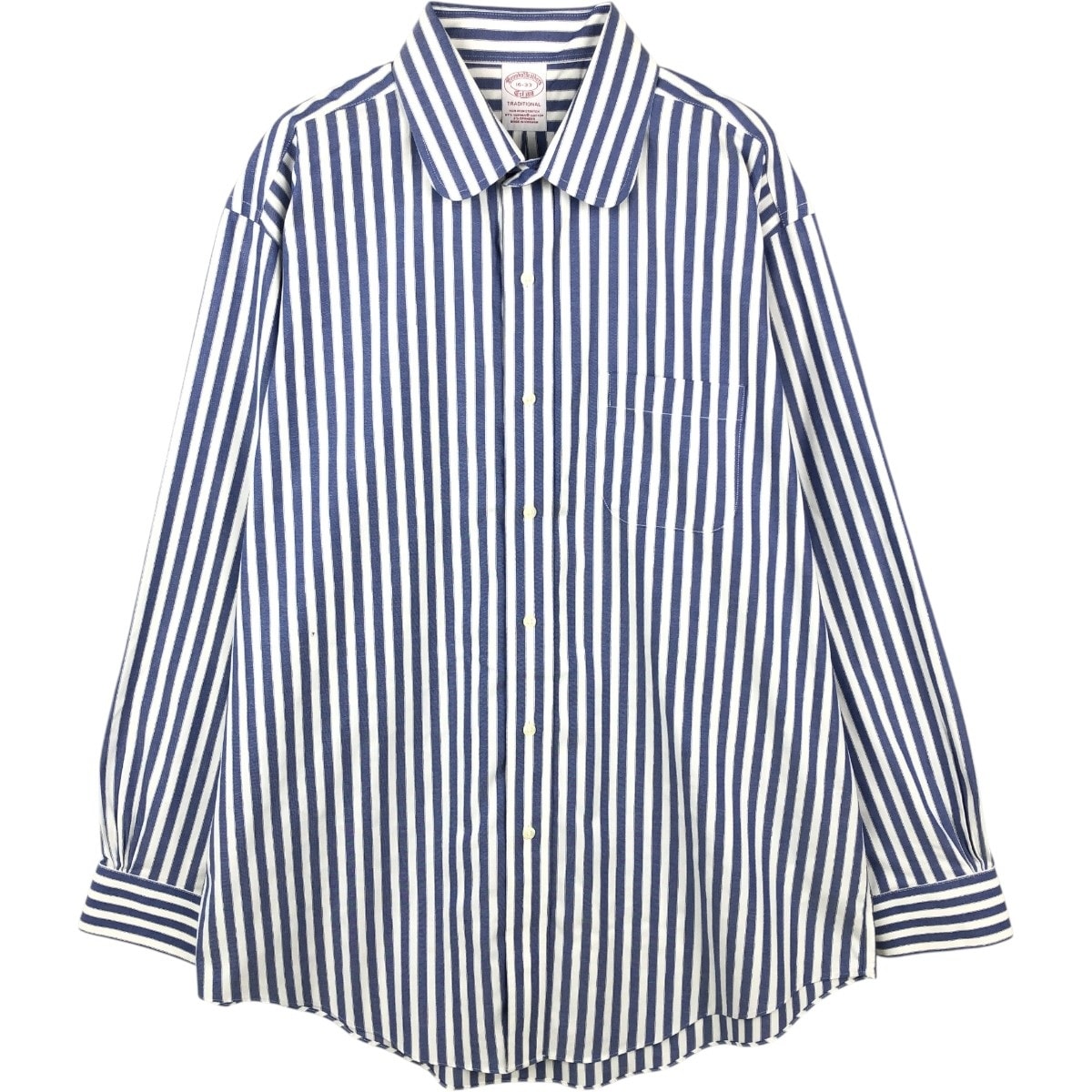 古着 ブルックスブラザーズ Brooks Brothers Est.1818 TRADITIONAL ラウンドカラー 長袖 ストライプシャツ メンズL相当/eaa662872