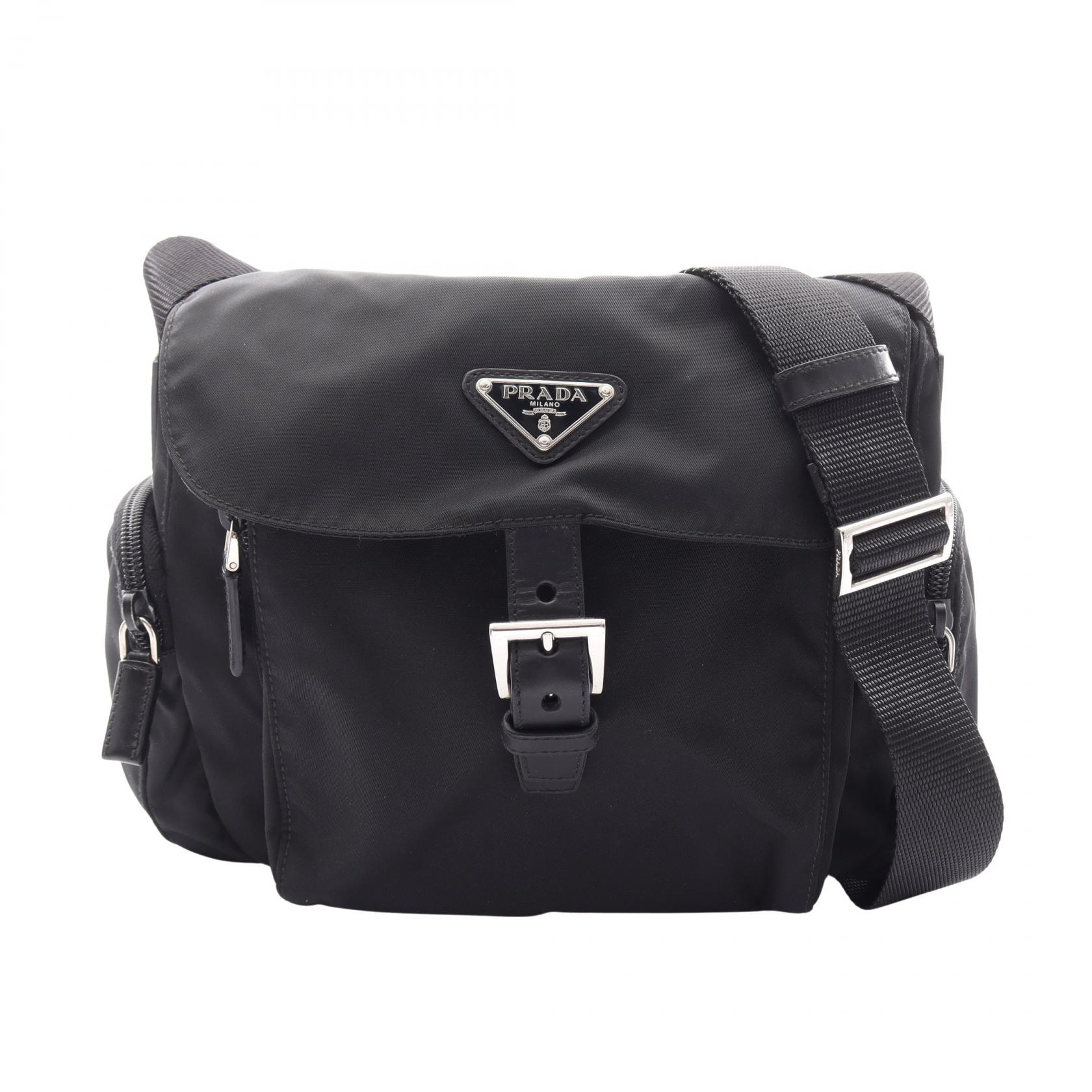 プラダ PRADA TESSUTO CALF ショルダーバッグ バッグ ナイロン レザー レディース ブラック系 BT0501 【中古】