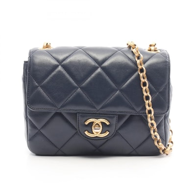 シャネル CHANEL マトラッセ ショルダーバッグ バッグ ラムスキン(羊革) レディース ネイビー系 【中古】