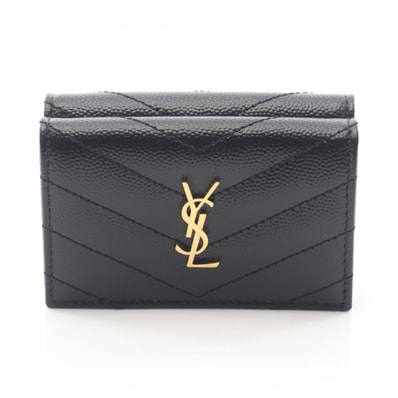 サンローランパリ SAINT LAURENT PARIS モノグラム オリガミ タイニーウォレット 三つ折り財布 財布 レザー レディース ブラック系 668274BOWA11000 【新品】