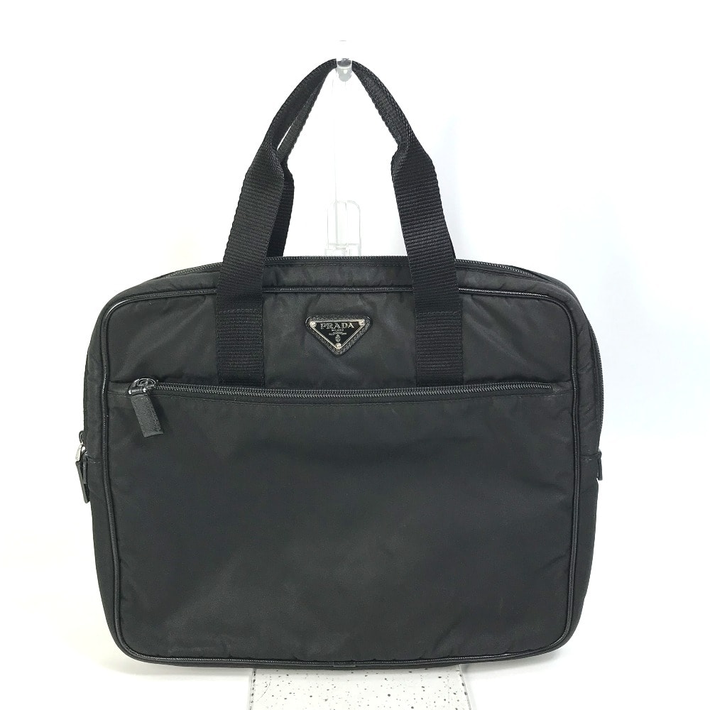 プラダ PRADA トライアングルロゴ 三角ロゴ プレート カバン ハンドバッグ PCバック パソコン ケース ビジネスバッグ ナイロン ブラック