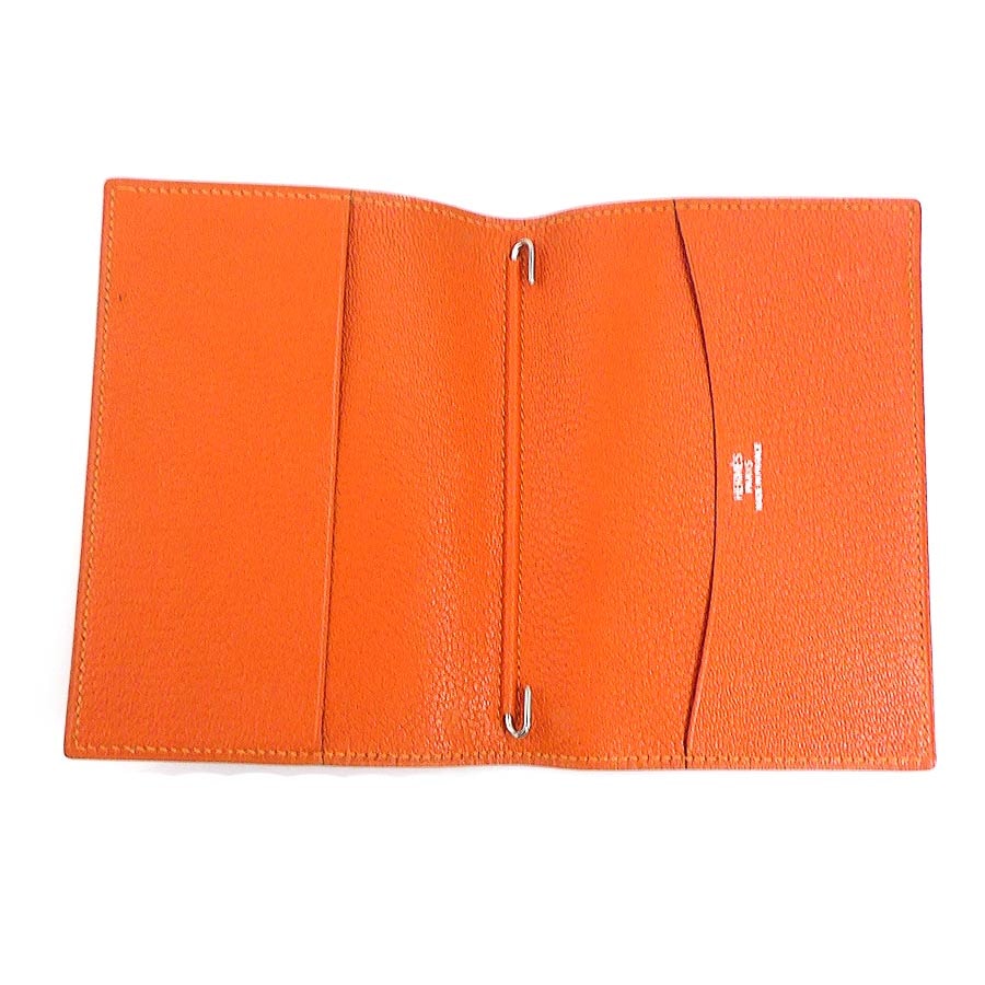 C (やや傷や汚れあり)】エルメス HERMES 手帳カバー レザー オレンジ