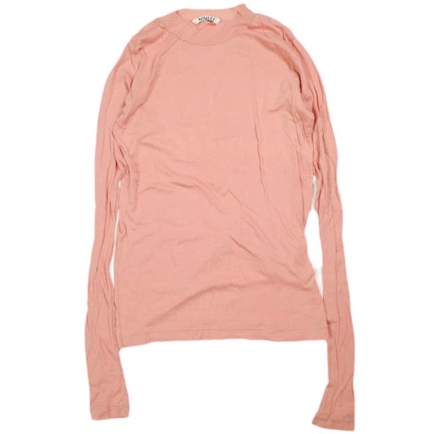 AURALEE オーラリー 20AW 日本製 HIGH GAUGE SHEER RIB L/S TEE ハイゲージシアーリブロングスリーブTシャツ A20AP01HF 1 Pink カットソー トップス g24357