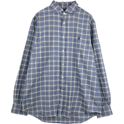 古着 ラルフローレン Ralph Lauren POLO RALPH LAUREN ワイドカラー 長袖 コットンチェックシャツ メンズL相当/eaa676738