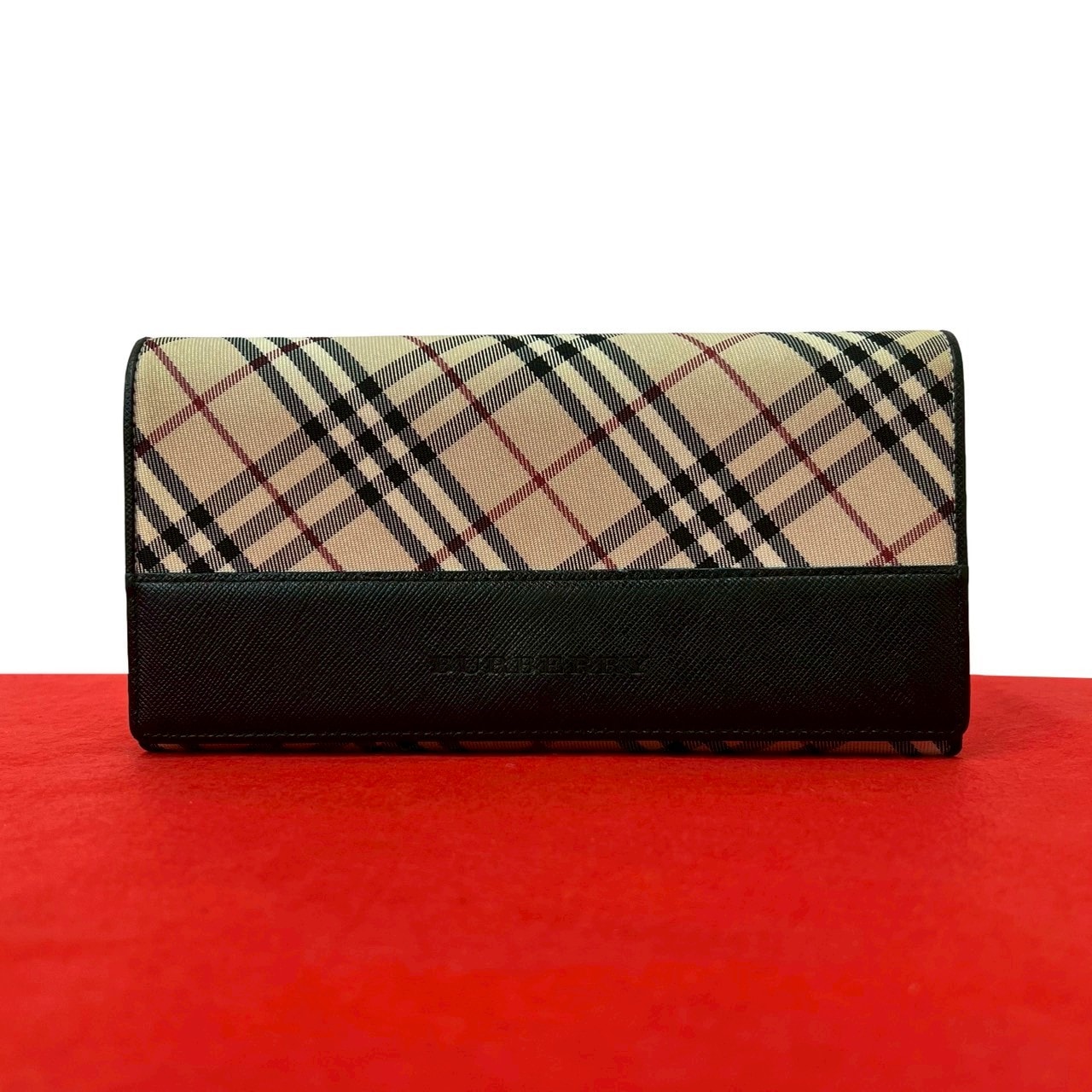 BURBERRY バーバリー ノバチェック 柄 レザー キャンバス 長財布 ベージュ
 45166