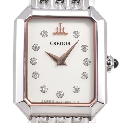 セイコー SEIKO GSTE883 クレドールシグノ 11P ダイヤモンド クォーツ レディース 良品 B#146490