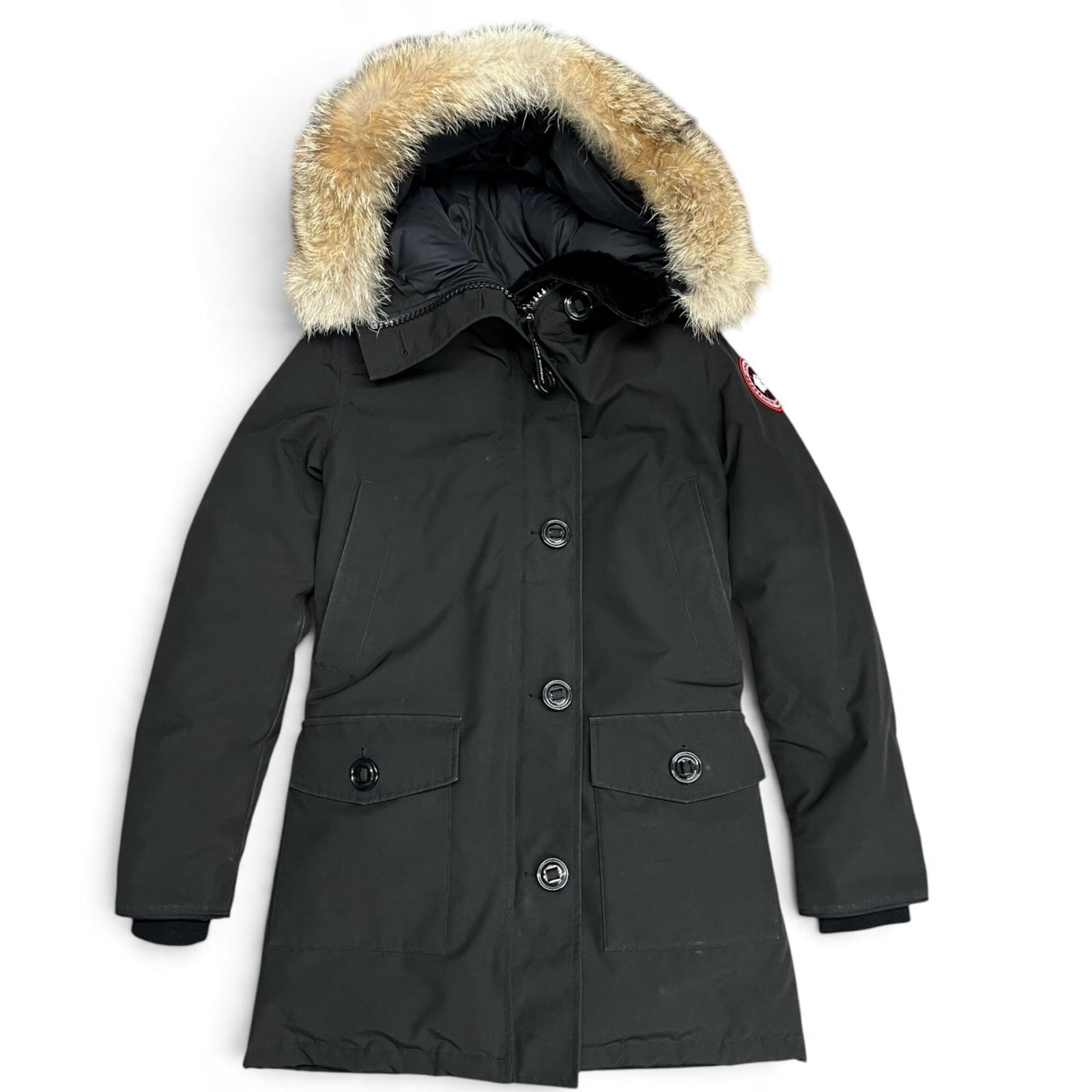 CANADA GOOSE 美品 カナダグース BRONTE PARKA ブロンテ パーカ 日本限定 ダウンジャケット 2603JL ナイロン #XS/TP ブラック ダウンコート アウター ブルゾン ABランク 中古 鑑定済 カナダグースダウン