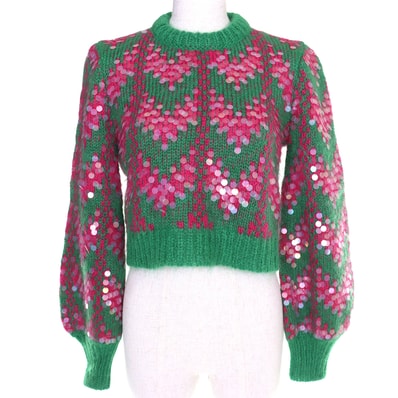 未使用品 グッチ スパンコール モヘヤブレンド ニット XS 713233