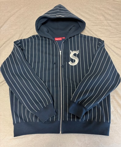 Supreme Devil S Logo Zip Up Hooded Sweatshirt "Stripe"
