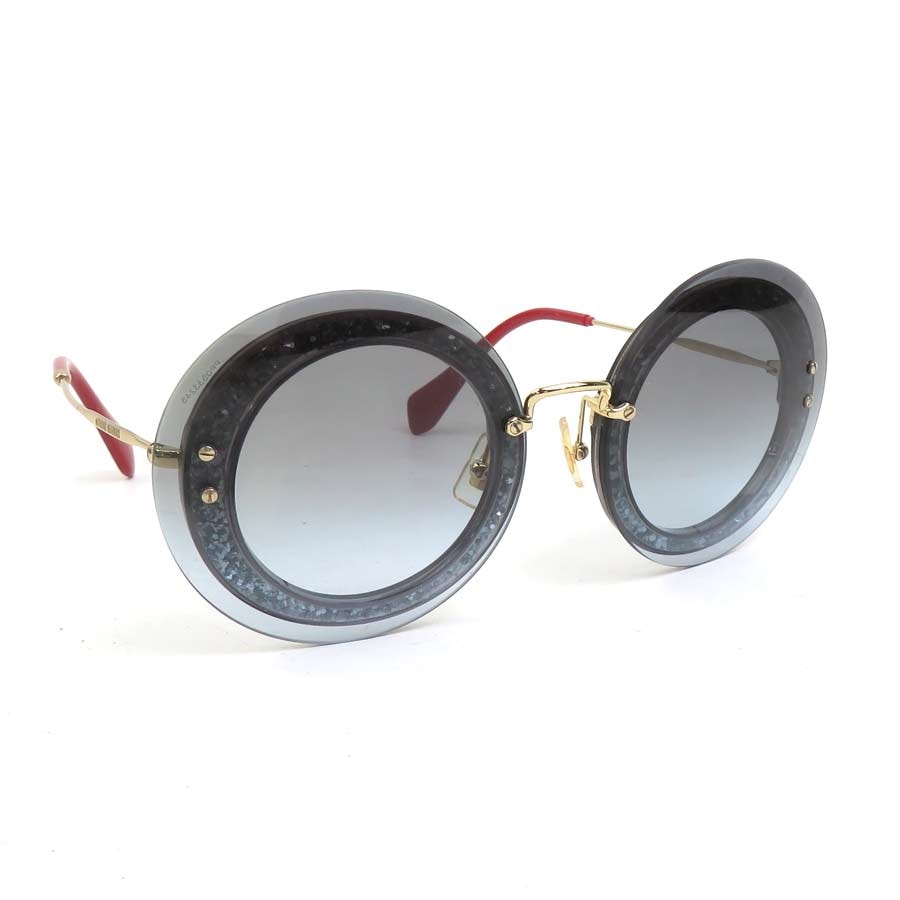 ミュウミュウ MIUMIU サングラス メタル ブラック系 レディース【中古】 r11146a