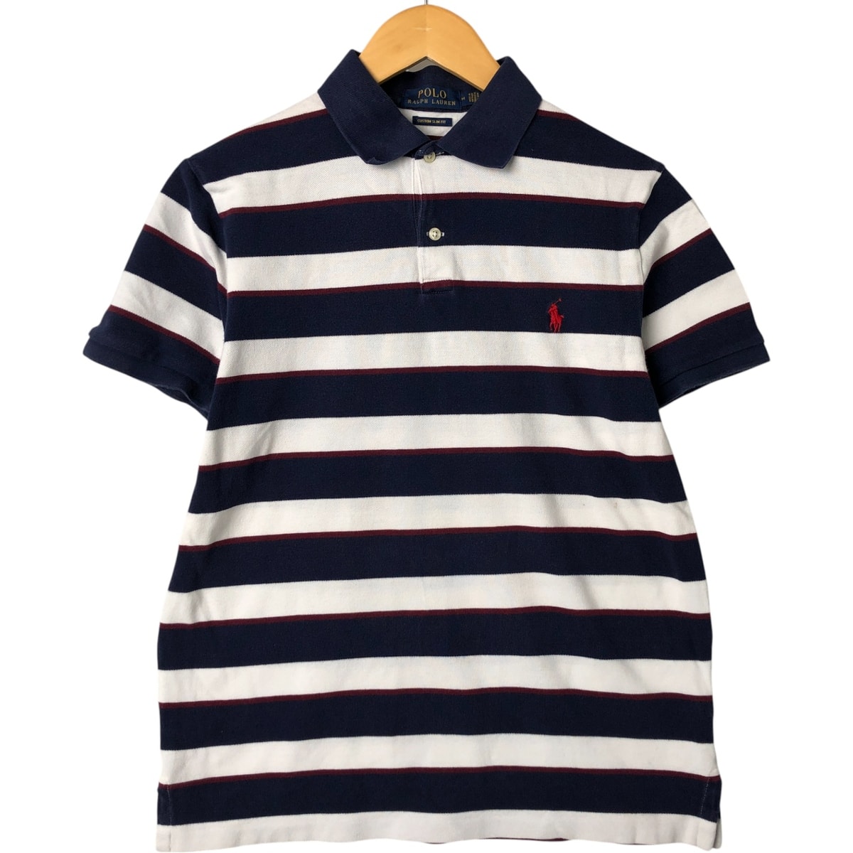 古着 ラルフローレン Ralph Lauren POLO RALPH LAUREN CUSTOM SLIM FIT 半袖 ボーダー ポロシャツ メンズM相当/eaa546017