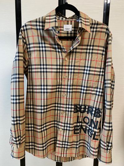 Burberry Logo Print Check Shirt "Archive Beige"