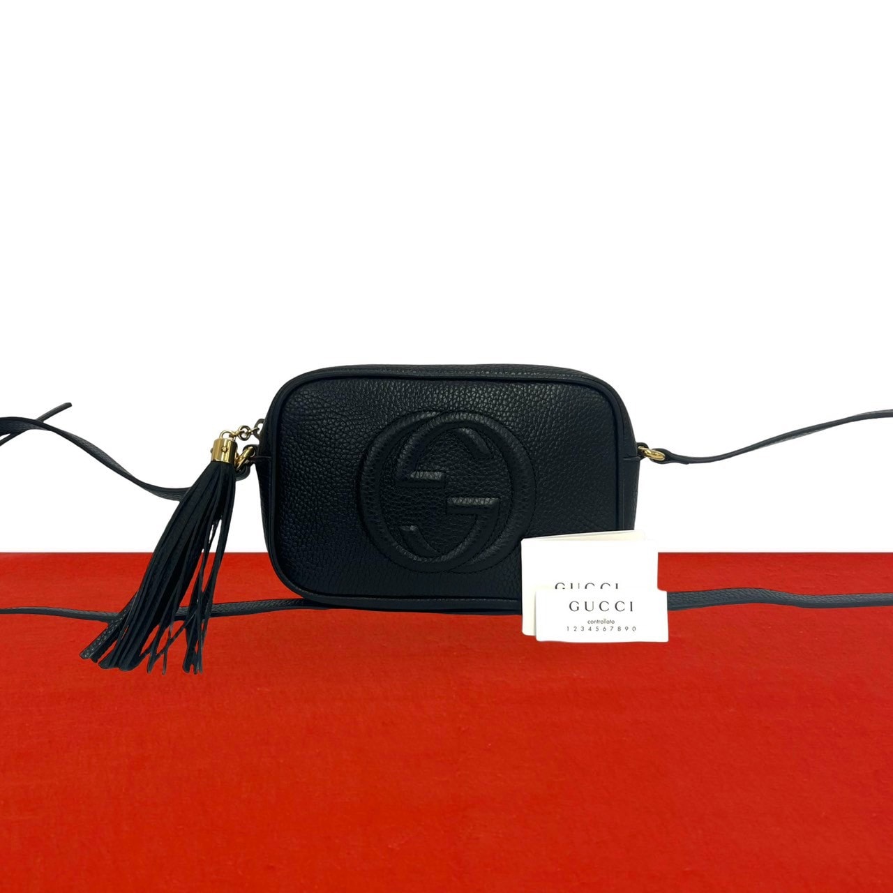 GUCCI グッチ ソーホー インターロッキングG レザー ショルダーバッグ ブラック
 93668