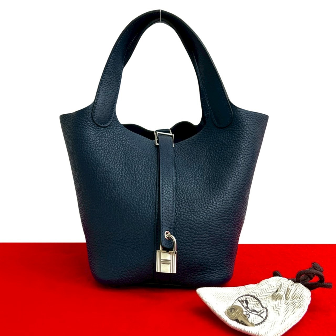 Hermes Picotin Lock 18/PM Taurillon Clemence "Bleu De Prusse"