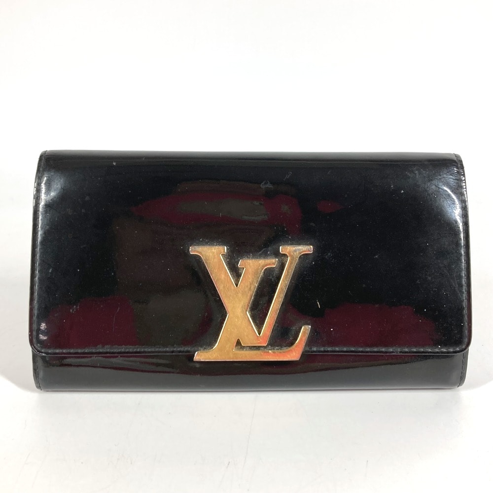 ルイヴィトン LOUIS VUITTON ポルトフォイユルイーズ M61316 ヴェルニ フラップ ロングウォレット 長財布 パテントレザー ブラック