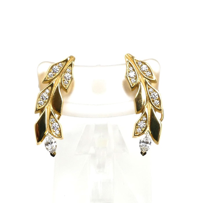 TIFFANY&Co. ティファニー ビクトリア ヴァイン ピアス ダイヤモンド0.165ct/0.165ct 5.6g レディース【中古】【美品】