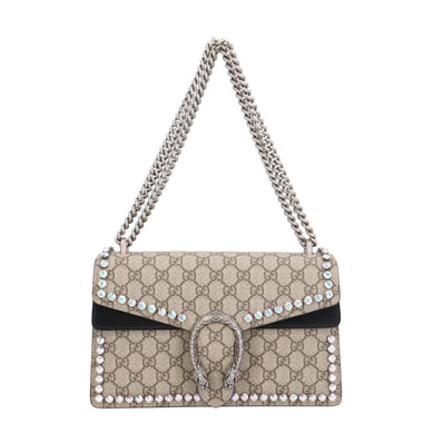 グッチ ラインストーン ディオニュソス GGスプリーム ショルダーバッグ GGスプリームキャンバス 400249 ベージュ レディース GUCCI 中古