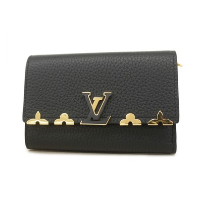 ★SALE【6db0998-k】ルイヴィトン 三つ折り財布 トリヨン ポルトフォイユカプシーヌコンパクト M82764 ノワール【中古】レディース