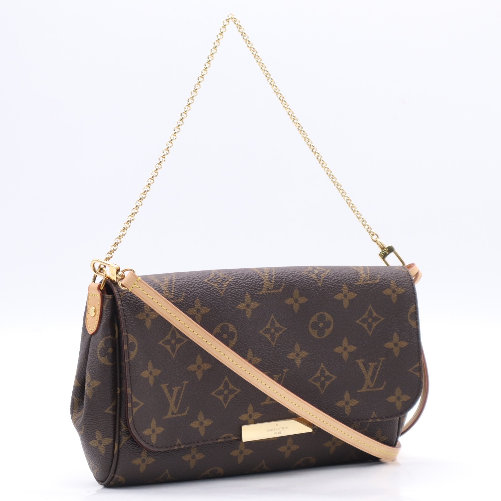 極美品 LOUIS VUITTON ルイ・ヴィトン モノグラム フェイボリットMM M40718 2wayショルダーバッグ ブラウン ベージュ コーティングキャンバス レザー レディース