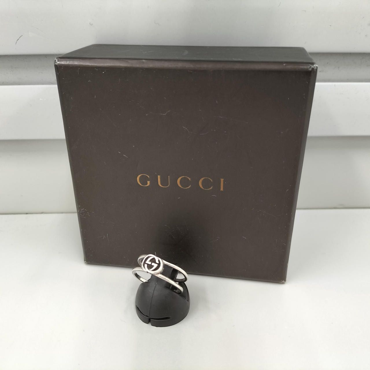 GUCCI Thin Interlocking G Open Hand Ring "Silver"