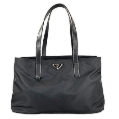 美品 PRADA プラダ トライアングルロゴ BR0410 トートバッグ ナイロン ブラック レディース【中古】