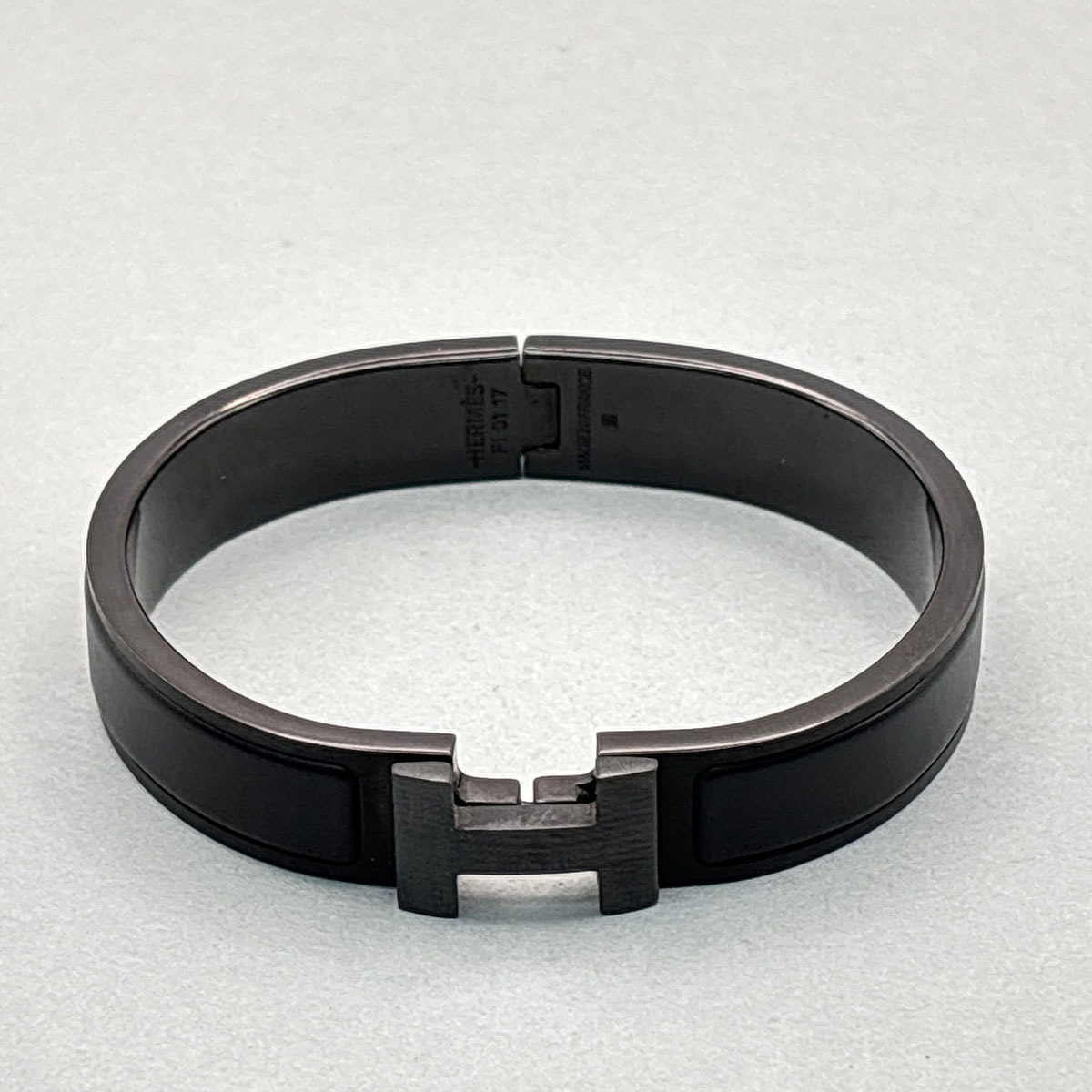 【再値下げ】 HERMES エルメス クリッククラックPM ソーブラック バングル メタル ブラック レディース【中古】