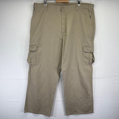 古着 ディッキーズ Dickies ワークパンツ ワンポイントロゴ 長ズボン 大きいサイズ チノパン カーゴパンツ w44 L32 ベージュ系 メンズ