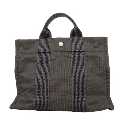 【6ge5444-k】エルメス ハンドバッグ エールラインPM ナイロン グレー シルバー金具【中古】メンズ レディース ユニセックス