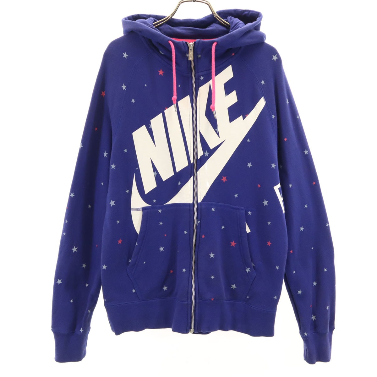 NIKE ナイキ スター柄 長袖 スウェット ジップパーカー M 青紫 星